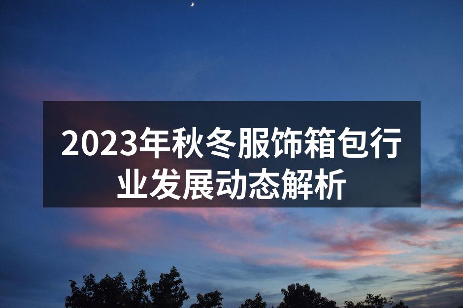 2023年秋冬服饰箱包行业发展动态解析